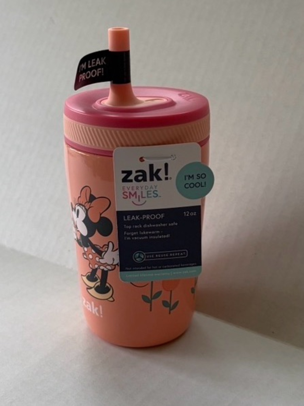 zak! Minnie Mouse Leak-Proof Toddler Cup - Pink/Peach